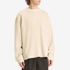 FrizmWORKS Men's Oversized Waffle Pocket Long Sleeve T-Shirt in Cream