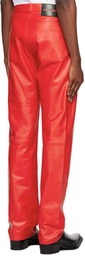 LU'U DAN Red Straight Leg Leather Pants