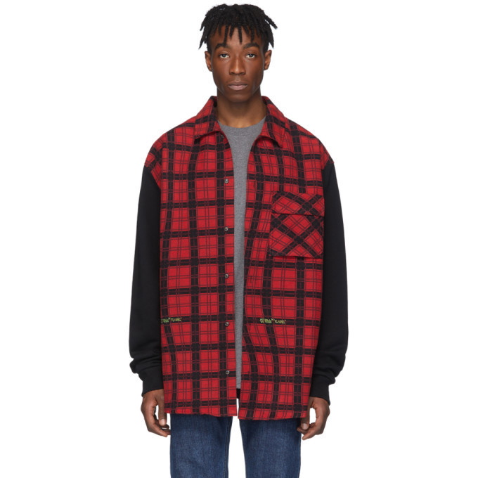 Photo: Off-White Red and Black Contrast Sleeve Shirt