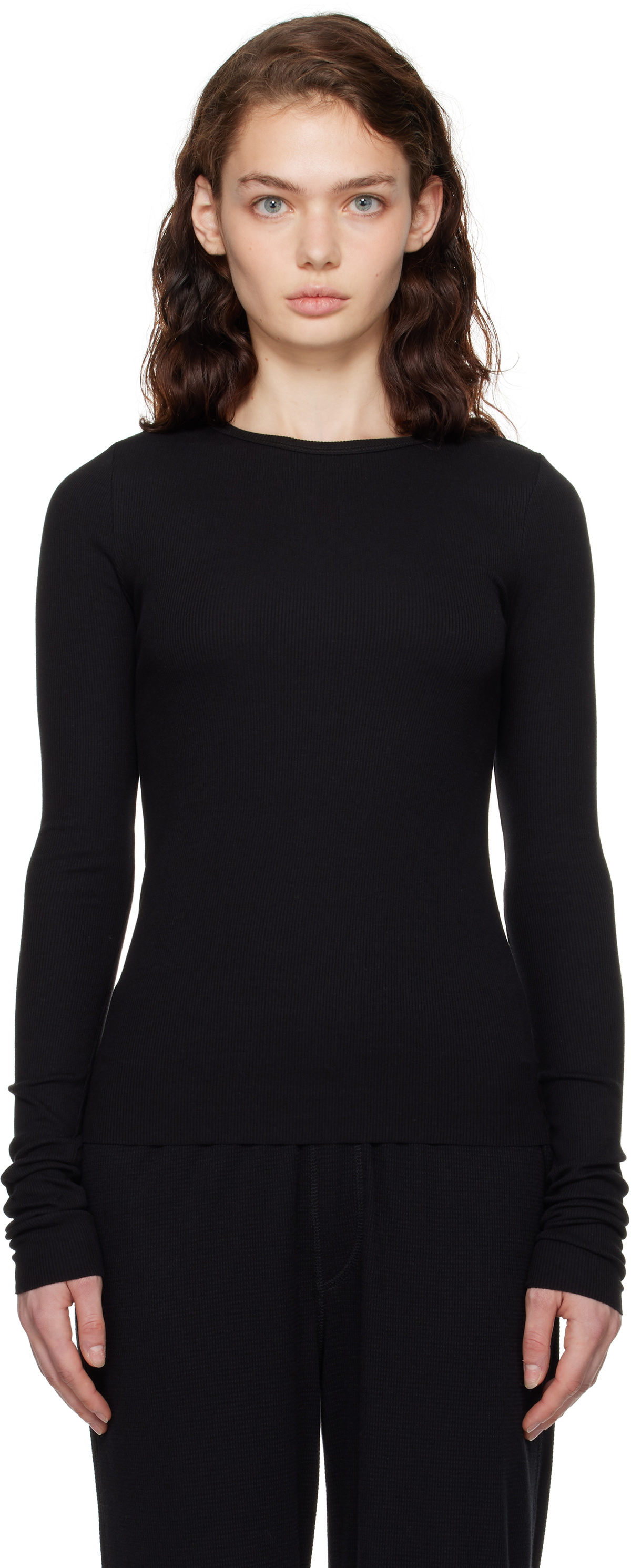 ÉTERNE Black Long Sleeve Fitted T-shirt