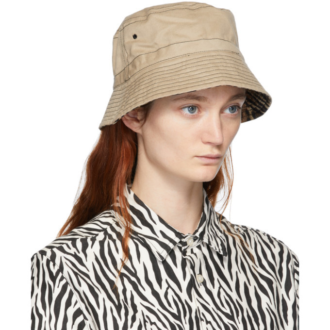 R13 Reversible Khaki Leopard Bucket Hat R13