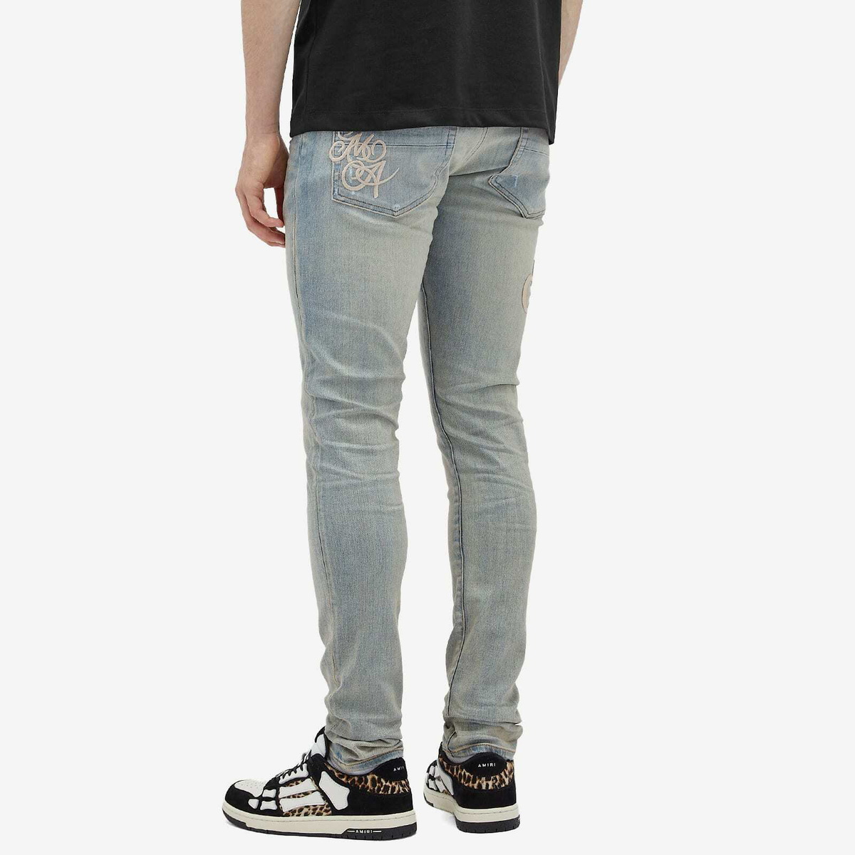 AMIRI Men's Script Logo Jeans in Antique Indigo Amiri