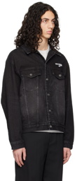 We11done Black Printed Denim Jacket