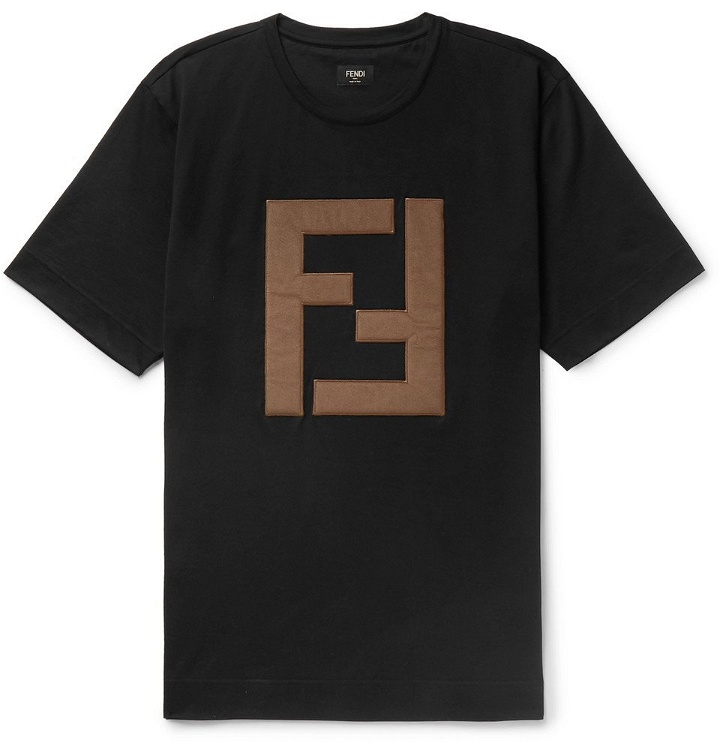 Photo: Fendi - Logo-Appliquéd Cotton-Jersey T-Shirt - Black