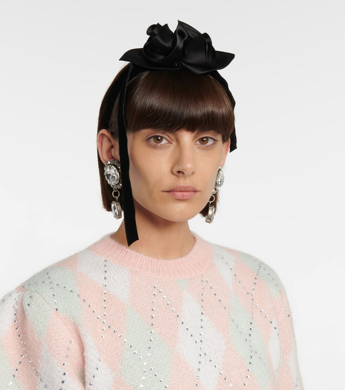 Alessandra Rich - Rose Appliqué Tie Headband The Cloudpuff Headband + Wristband in Rose – Sleepy Tie main image 4