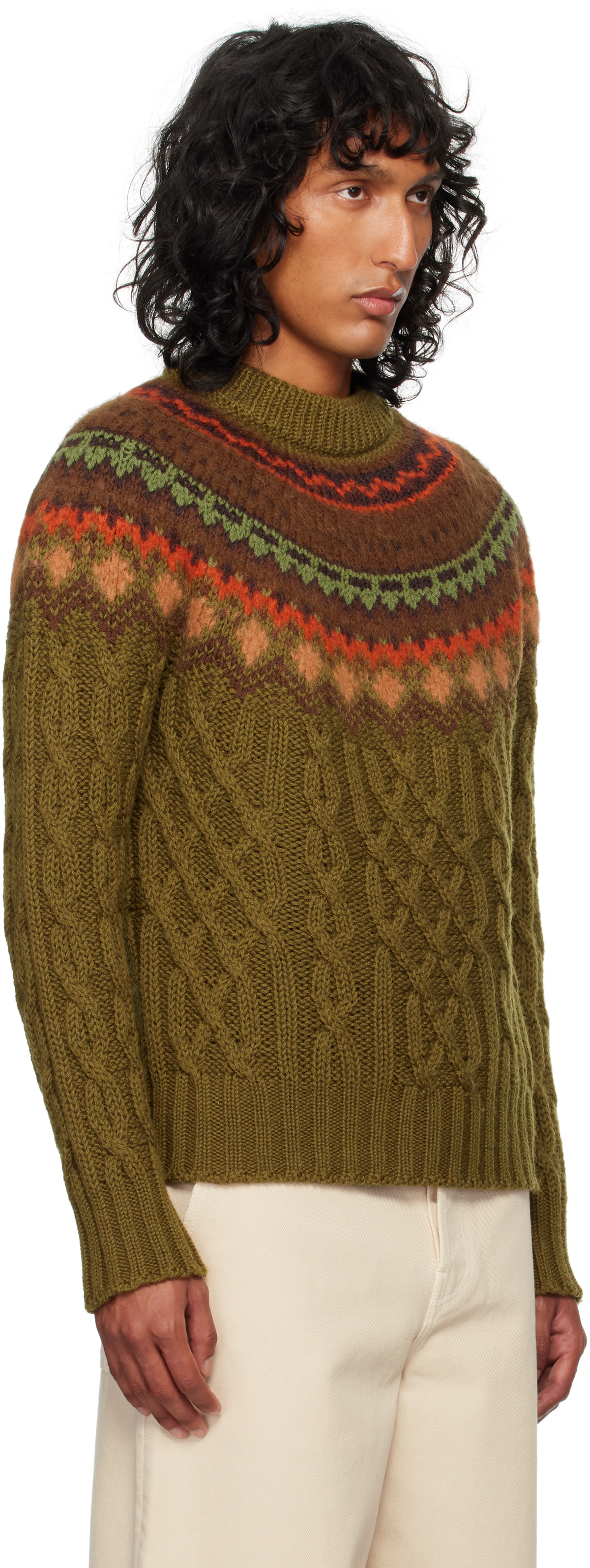 Moncler Grenoble Khaki Wool Sweater