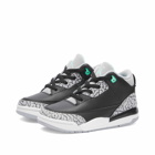Air Jordan 3 Retro GS Sneakers in Black/Green Glow/Wolf Grey/White