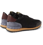 Valentino - Valentino Garavani Rockrunner Mesh, Leather and Suede Sneakers - Black