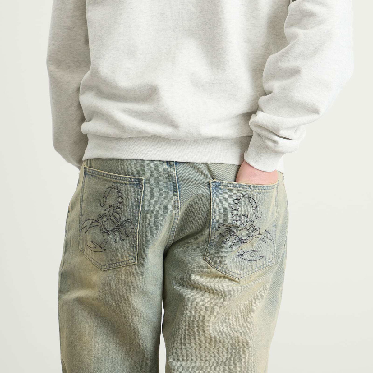 Butter Goods Men's Scorpion Stitch Denim Jeans in Tinted Light Blue