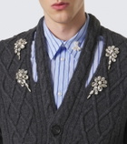 Simone Rocha Cable-knit embellished virgin wool cardigan