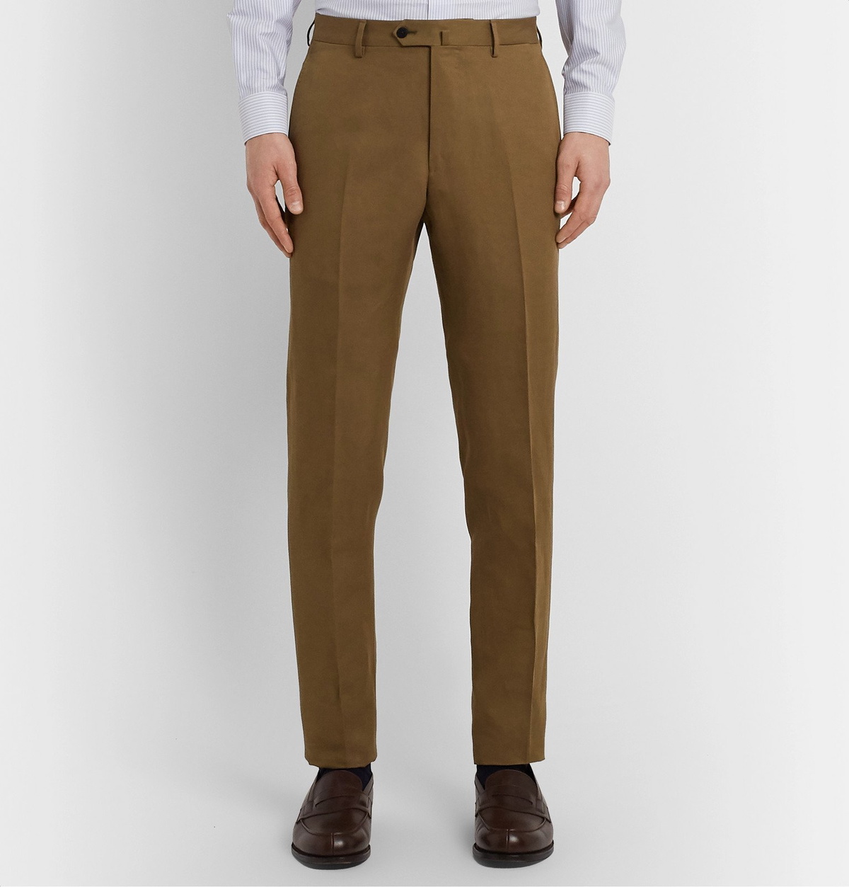 Caruso - Slim-Fit Cotton, Linen and Silk-Blend Suit Trousers