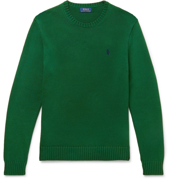 Photo: POLO RALPH LAUREN - Logo-Embroidered Cotton Sweater - Green