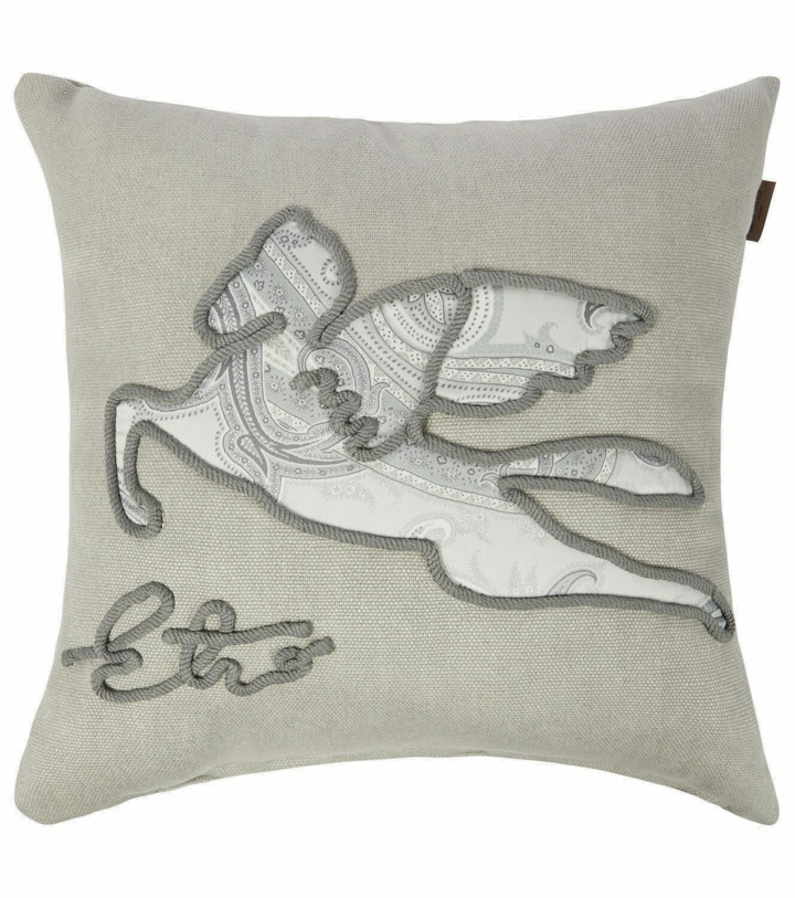 Photo: Etro - Pegaso embroidered cotton cushion