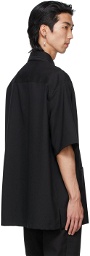 Fendi Black Wool Embroidered Short Sleeve Shirt