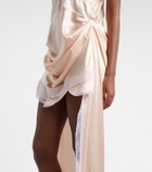 Magda Butrym Lace-trimmed silk satin slip dress