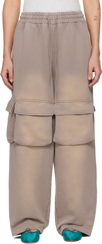 Photo: OPEN YY Beige Washed Pocket Baggy Sweatpants