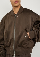 Rick Owens Secchia Flight Satin Bomber Jacket Dark Brown