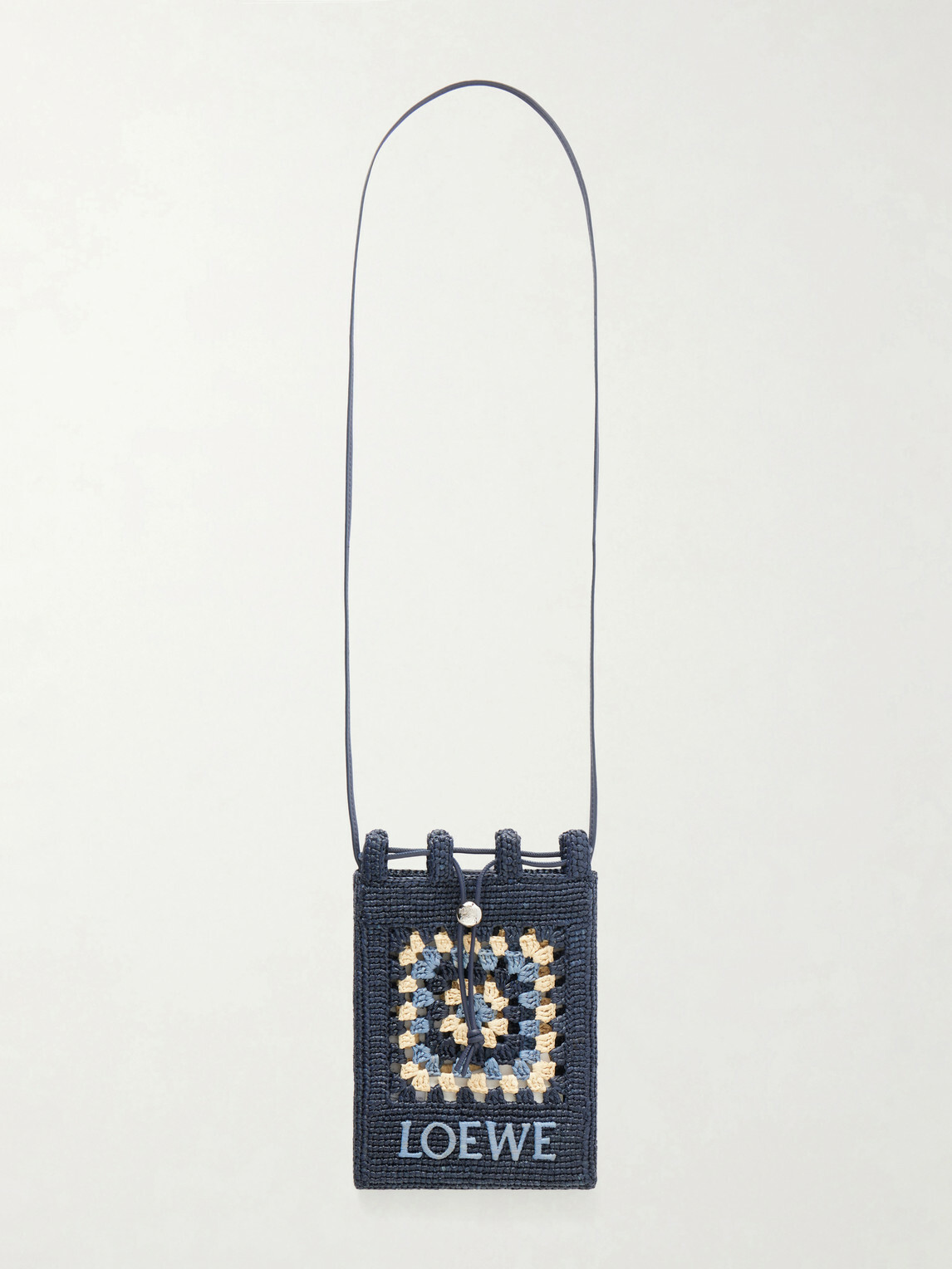 LOEWE - Paula's Ibiza Logo-Embroidered Leather-Trimmed Crocheted Raffia Bucket Bag