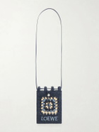 LOEWE - Paula's Ibiza Logo-Embroidered Leather-Trimmed Crocheted Raffia Bucket Bag