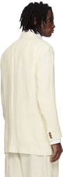 SOSHIOTSUKI Off-White Linen Washer Interlining Pocket 2B Double Breasted Blazer