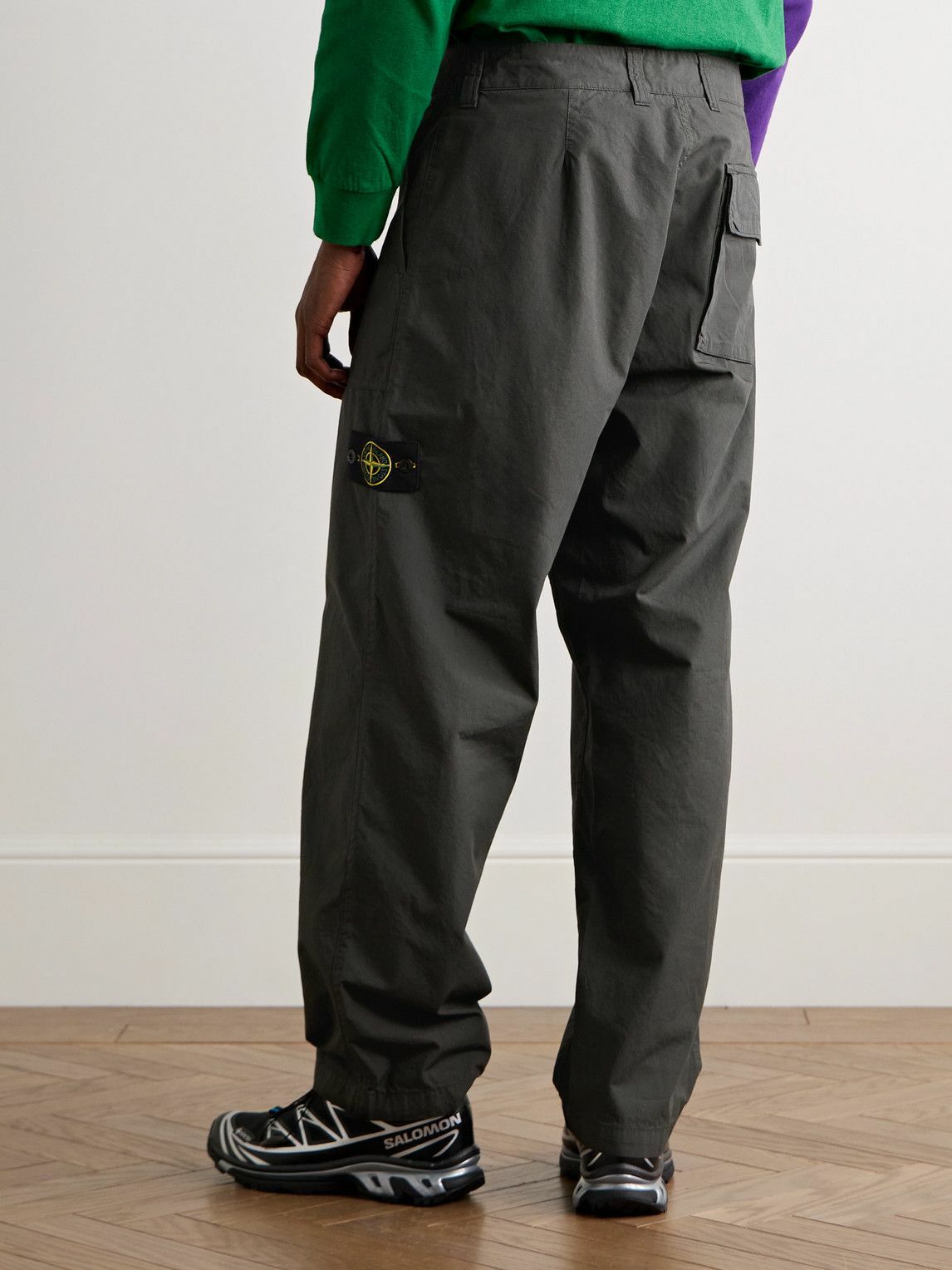 Stone Island - Straight-Leg Garment-Dyed Organic Cotton-Canvas Trousers - Gray