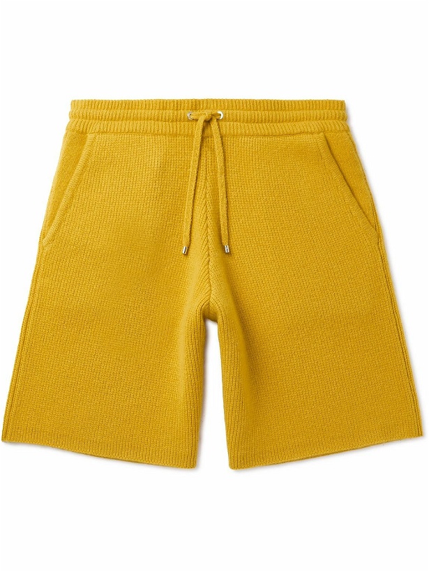Photo: FRAME - Wide-Leg Ribbed Cashmere Drawstring Shorts - Yellow