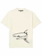 Palm Angels - Broken Shark Logo-Print Cotton-Jersey T-Shirt - Neutrals