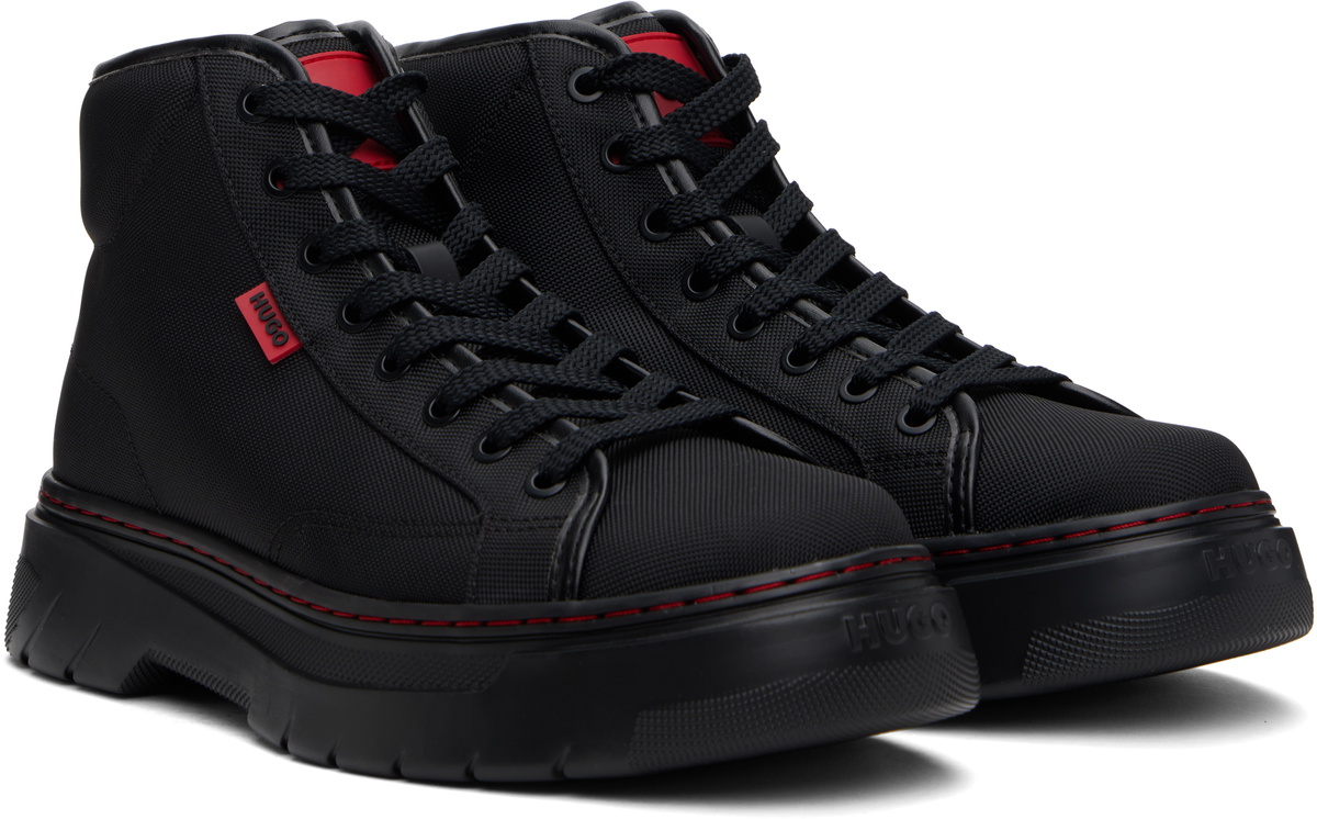 Hugo Black Structured High-Top Sneakers