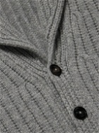 TOM FORD - Shawl-Collar Ribbed Wool and Cashmere-Blend Cardigan - Gray