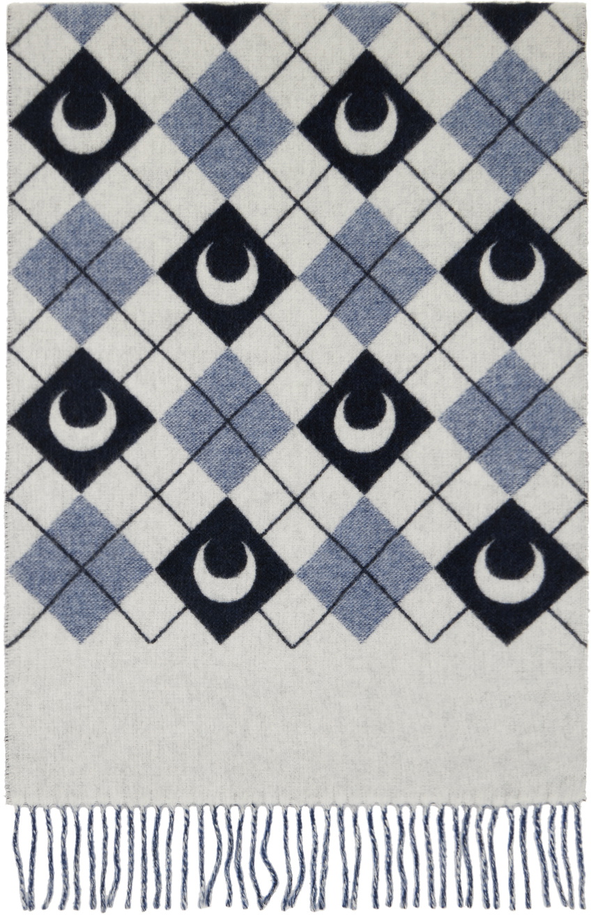 Marine Serre Navy & Black Moon Argyle Scarf