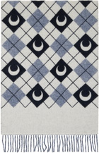 Marine Serre Navy & Black Moon Argyle Scarf