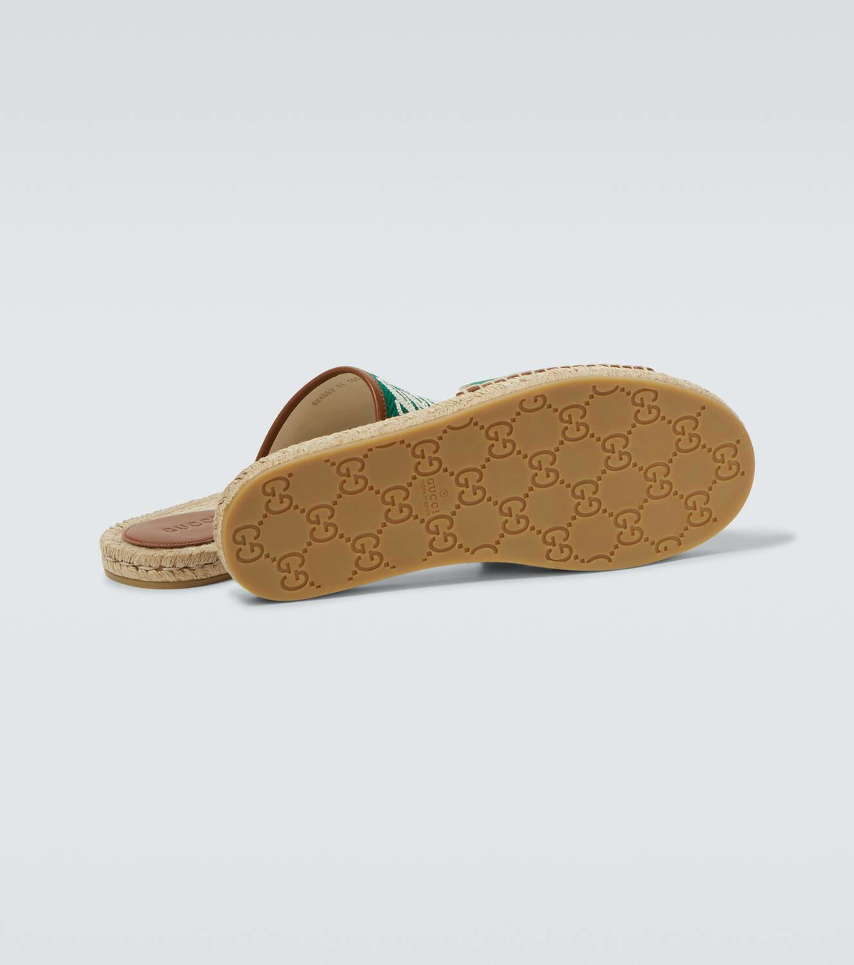 Gucci Logo leather-trimmed espadrilles slides