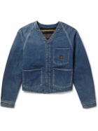 KAPITAL - Coneybowy Reversible Denim and Striped Knitted Jacket - Blue