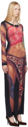 Marine Serre Multicolor Recycled Draped Statue Jersey Maxi Dress