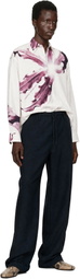 Dries Van Noten Navy Wool Drawstring Trousers