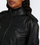 Gucci Cropped leather bomber jacket