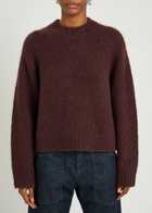 Nili Lotan Tomaso Cashmere and Silk-blend Jumper Burgundy