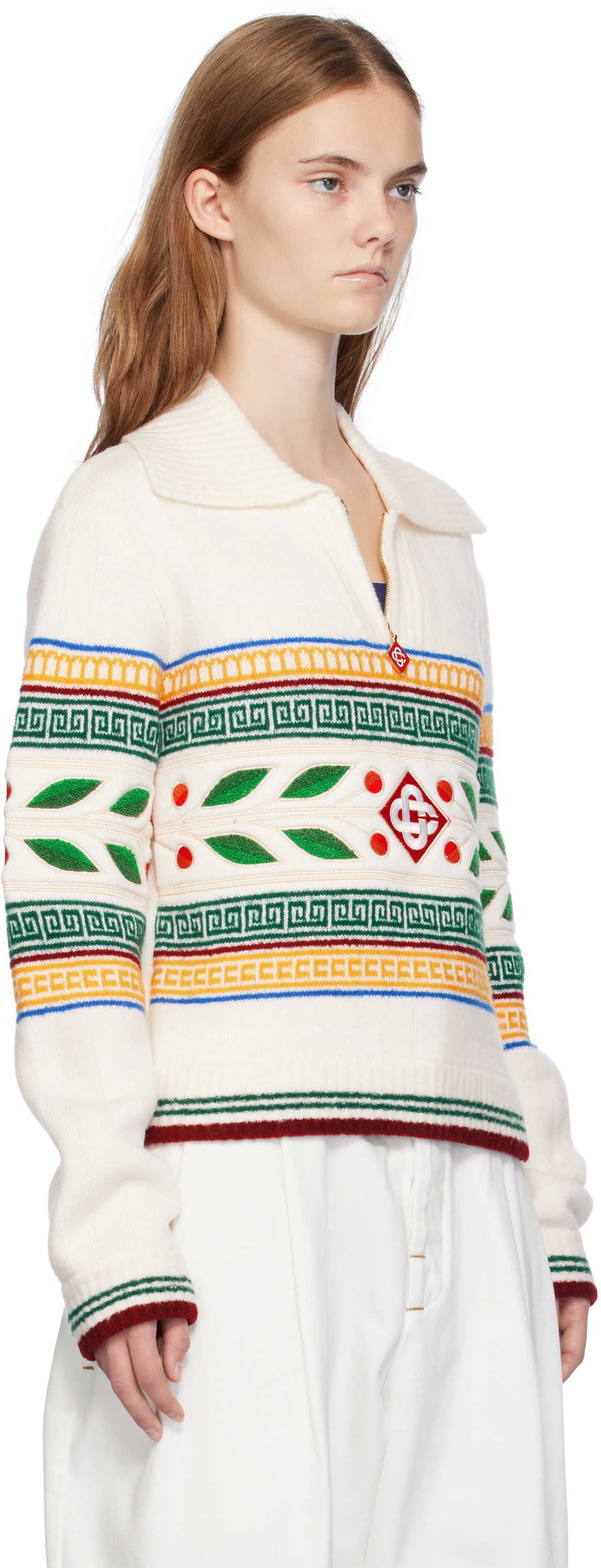 【関税込み】Casablanca ホワイト Laurel Olympique セーター White Laurel Olympique Sweater by Casablanca on Sale