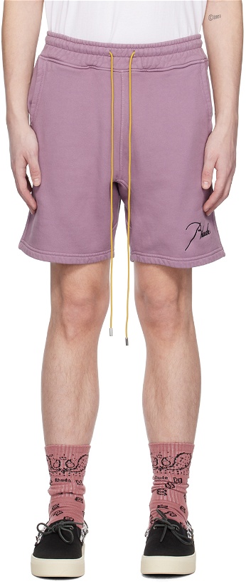 Photo: Rhude Purple Embroidered Shorts