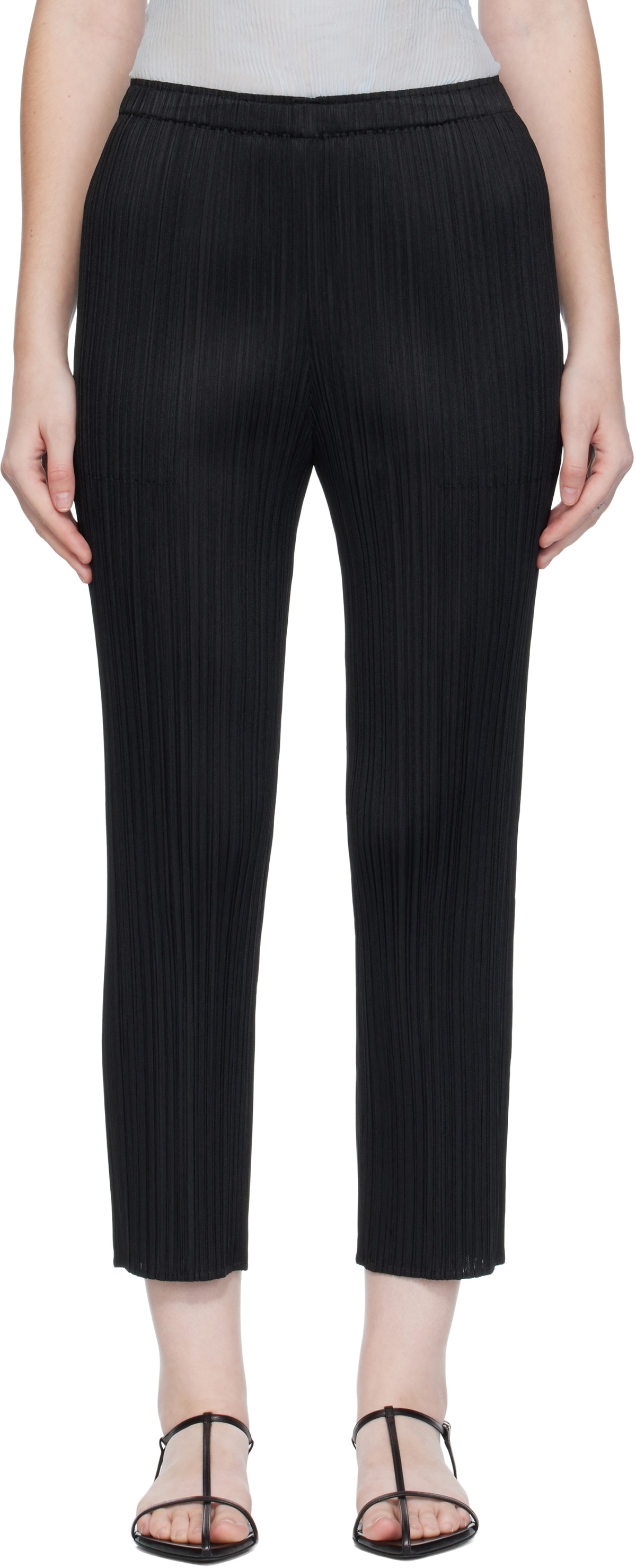 PLEATS PLEASE ISSEY MIYAKE Black Mid-May Lamp Shade Midi Skirt