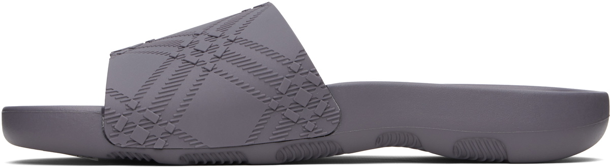 Burberry Gray Embossed Check Dive Pool Slides Burberry