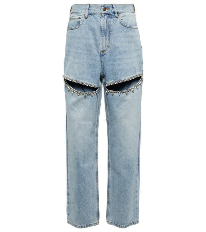 Photo: Area Embellished high-rise straight jeans