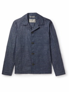 Canali - Camp-Collar Linen and Wool-Blend Overshirt - Blue