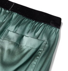 TOM FORD - Velvet-Trimmed Stretch-Silk Satin Pyjama Trousers - Green