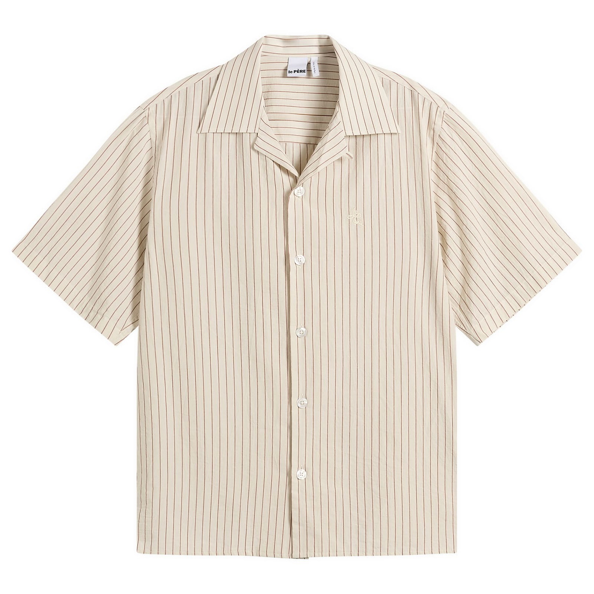 Le Père Men's Stripe Camp Shirt in Red Stripe