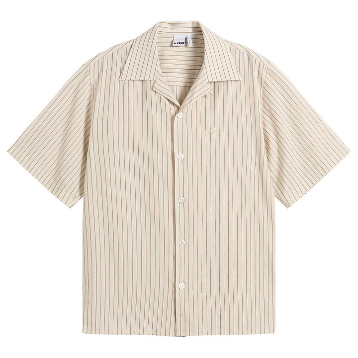 Photo: Le Père Men's Stripe Camp Shirt in Red Stripe