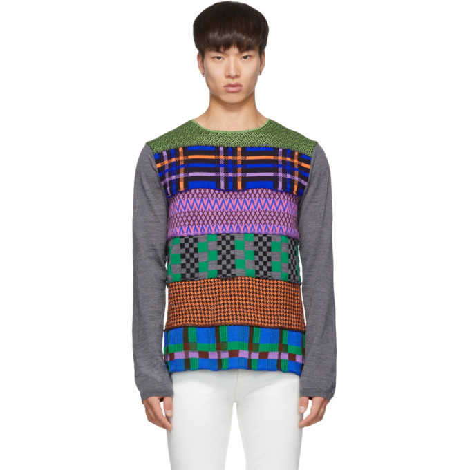Photo: Comme des Garcons Shirt Multicolor Multipattern Wool Gauge 14 Sweater
