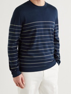 Brunello Cucinelli - Striped Cotton Sweater - Blue