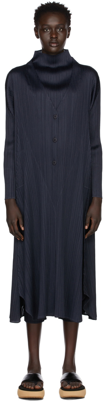 Pleats Please Issey Miyake Navy Monthly Colors November Coat