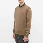 AMI Men's Small A Heart Crew Knit in Taupe